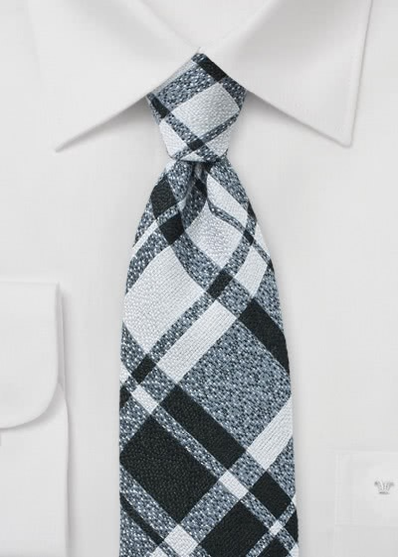 Cravatta da uomo in lana Glencheck Design Grigio