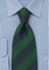 Cravatta pronta a righe blu navy verde scuro
