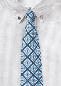Cravatta azzurra con stampa Talavera grezza