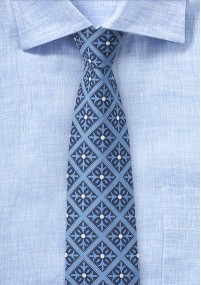 Cravatta blu tortora con motivo Talavera