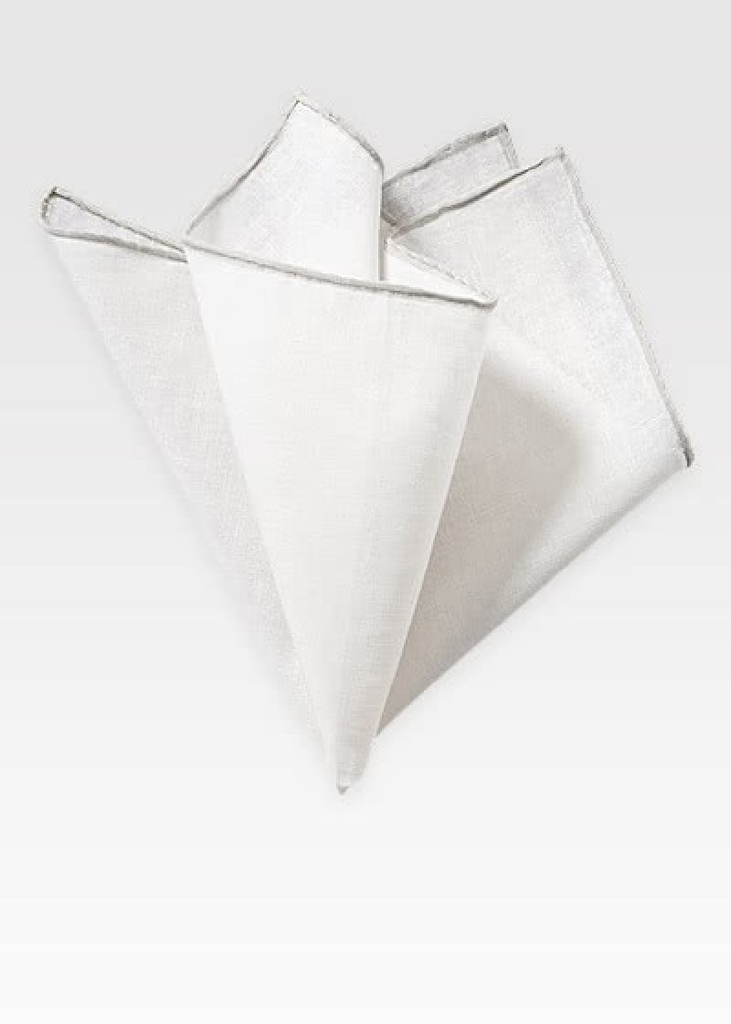 Panno decorativo in lino bianco naturale bordo