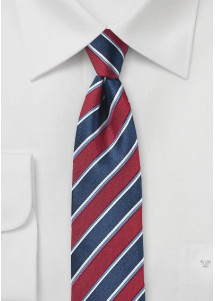 Moda cravatta a righe rosso blu navy
