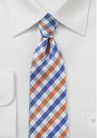 Cravatta business Vichy check blu arancio