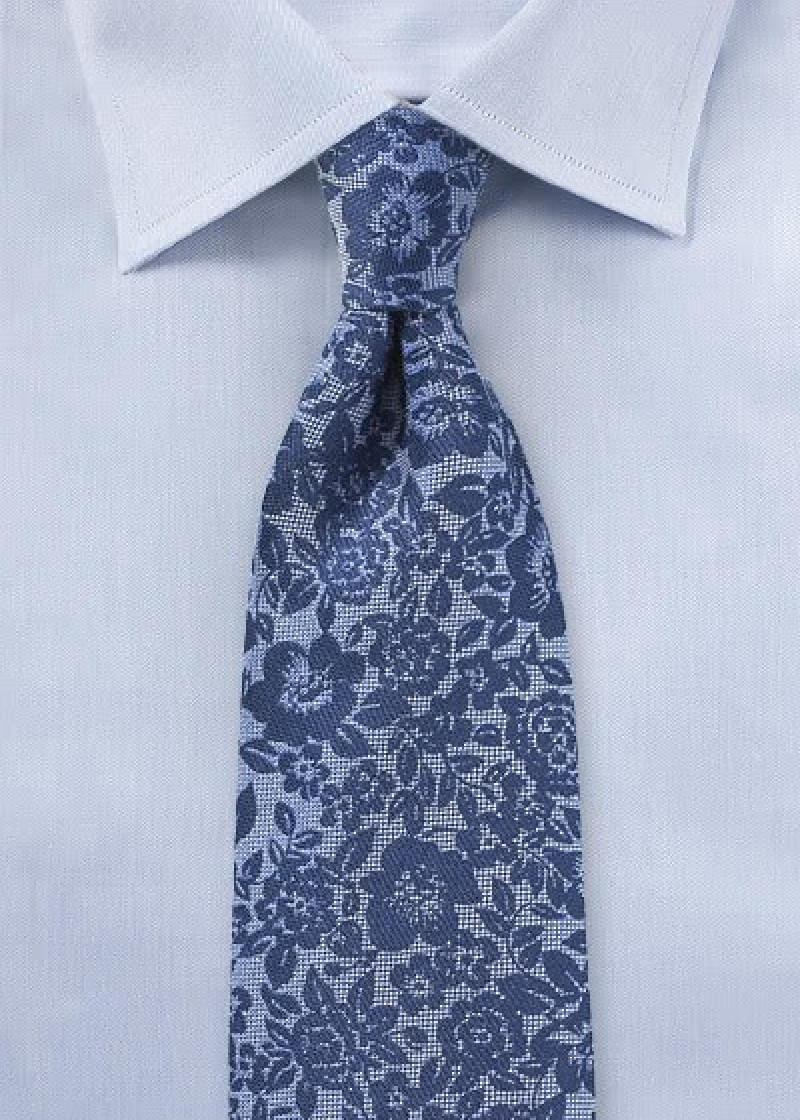 Cravatta business con motivo floreale blu reale in