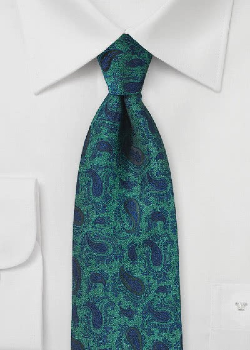 Cravatta paisley blu verde