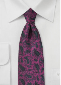Cravatta paisley nero fucsia