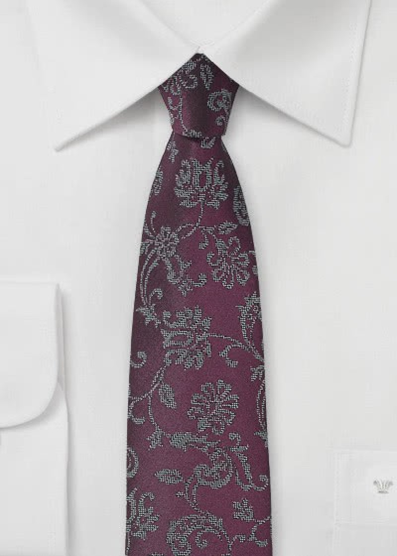 Cravatta business con motivo floreale rosso
