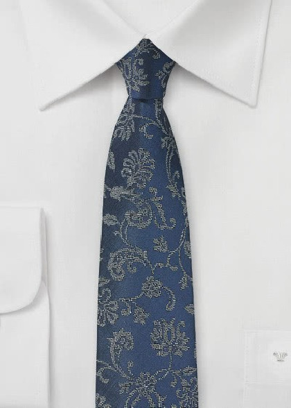 Blumenmotiv-Krawatte marineblau