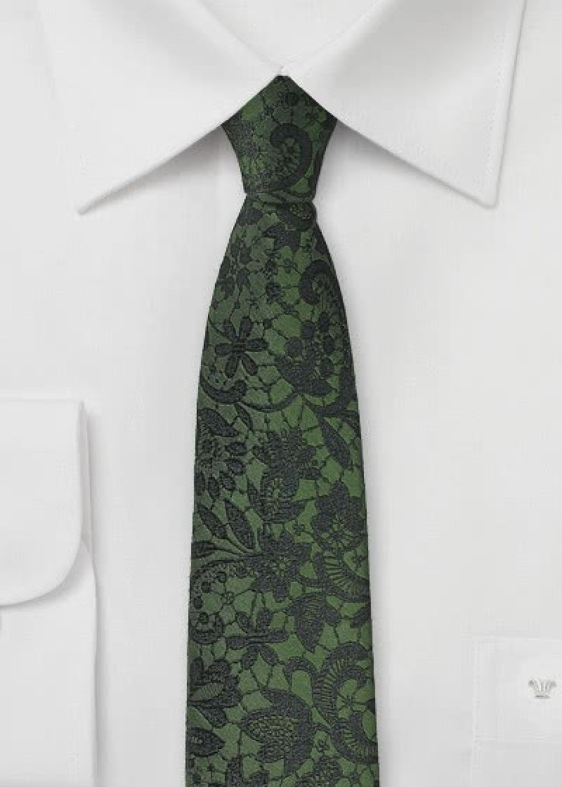 Cravatta verde bottiglia floreale