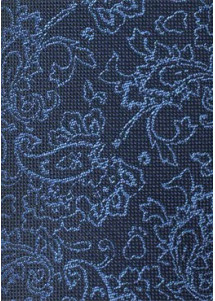 Herrenkrawatte Linien-Paisleymuster dunkelblau hellblau