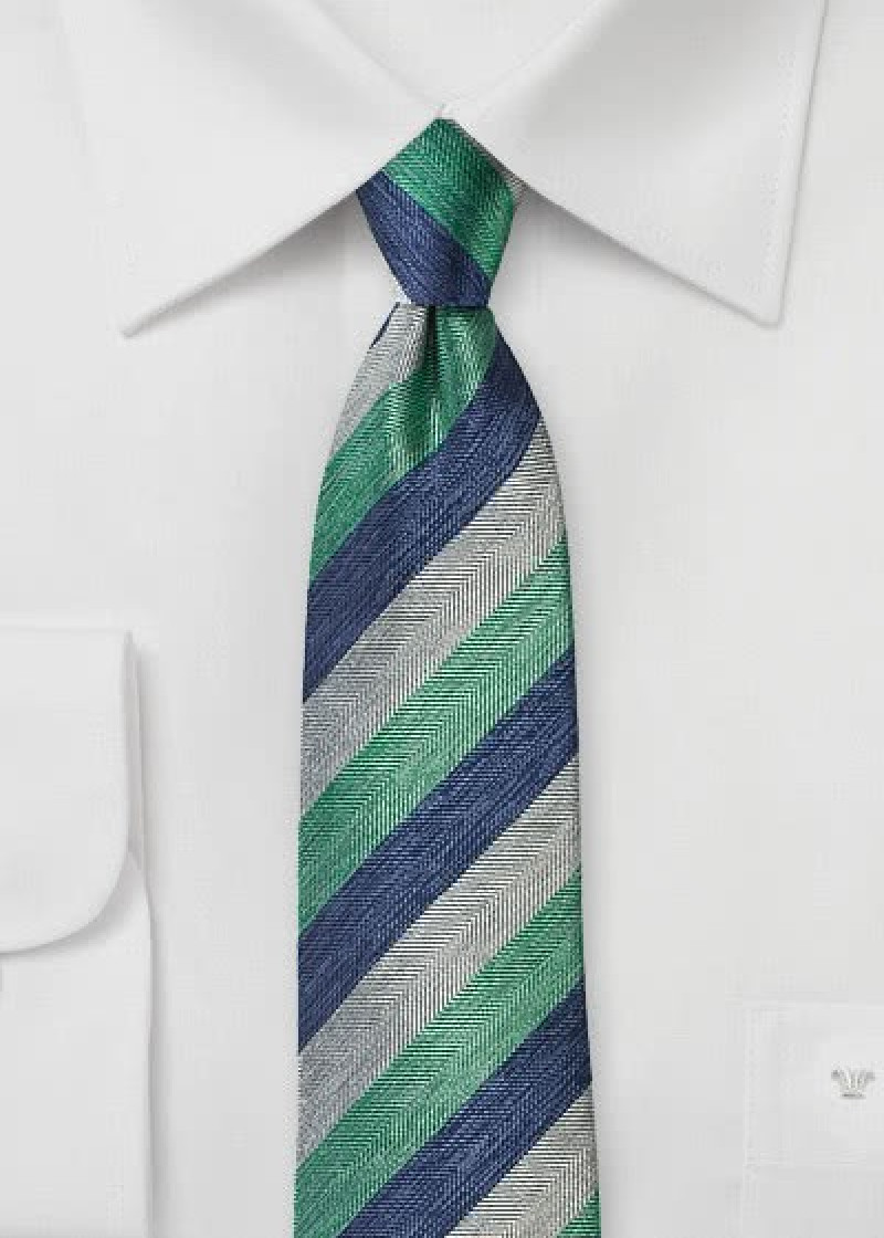 Cravatta righe blu verde