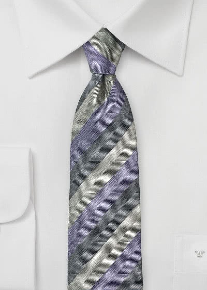 Cravatta righe grigio lilla