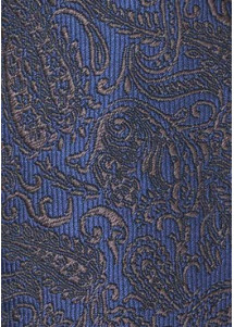 Stylische Krawatte Paisley ultramarinblau dunkelbraun