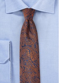Cravatta paisley marrone blu