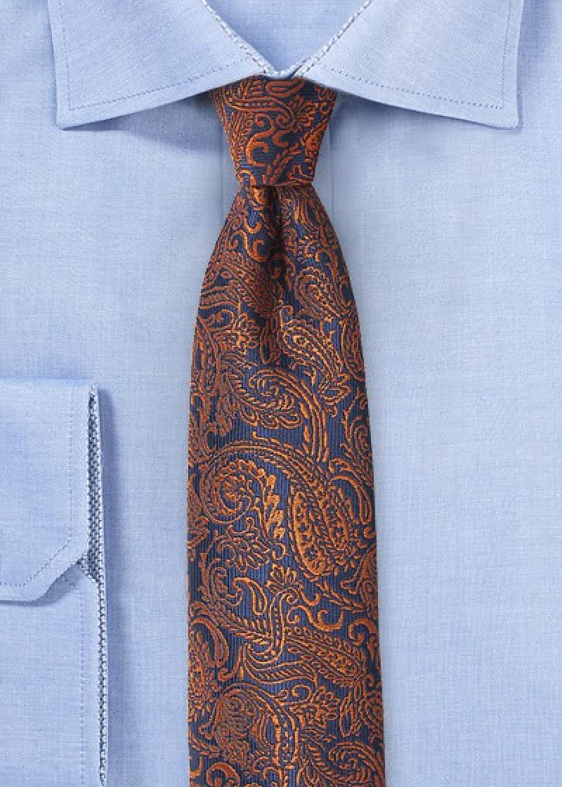 Cravatta paisley marrone blu