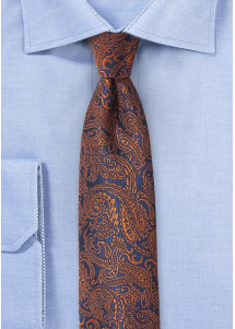 Cravatta paisley marrone blu