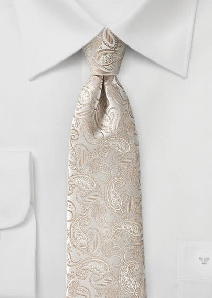 Paisley-Muster-Krawatte perlgrau champagner