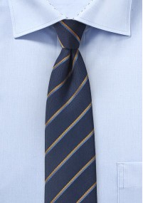 Cravatta blu righe oro