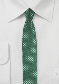Cravatta sottile verde pois