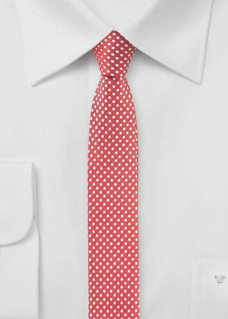 Cravatta business stretta rosso lampone maculato