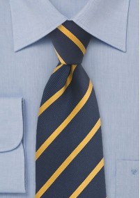 Cravatta XXL blu righe gialle