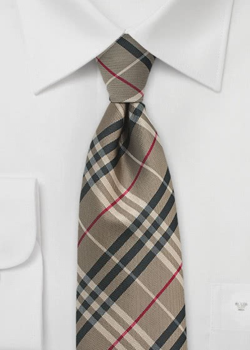 XXL cravatta motivo Glencheck beige nero