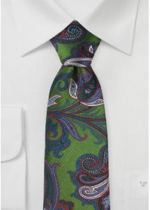 Cravatta business con motivo paisley verde...