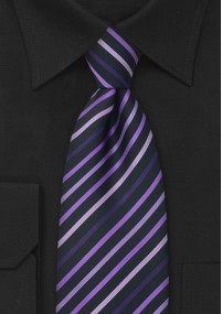 Cravatta nera righe viola