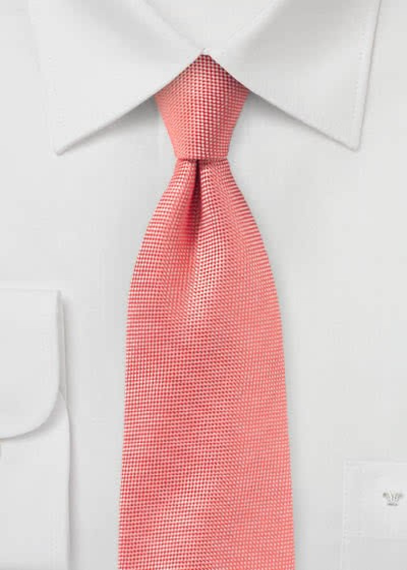 Cravatta a trama fine color corallo
