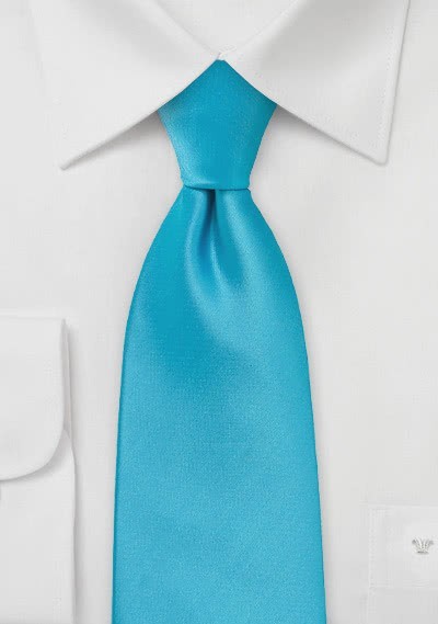 Cravatta in microfibra tinta unita blu turchese