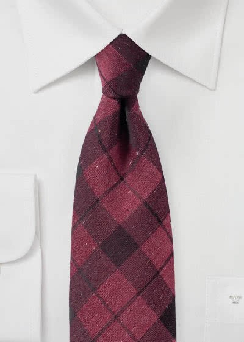Cravatta motivo Glencheck rosso bordeaux con