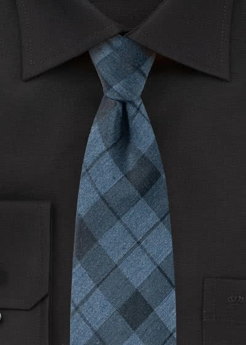 Cravatta con motivo Glencheck blu opaco e cotone
