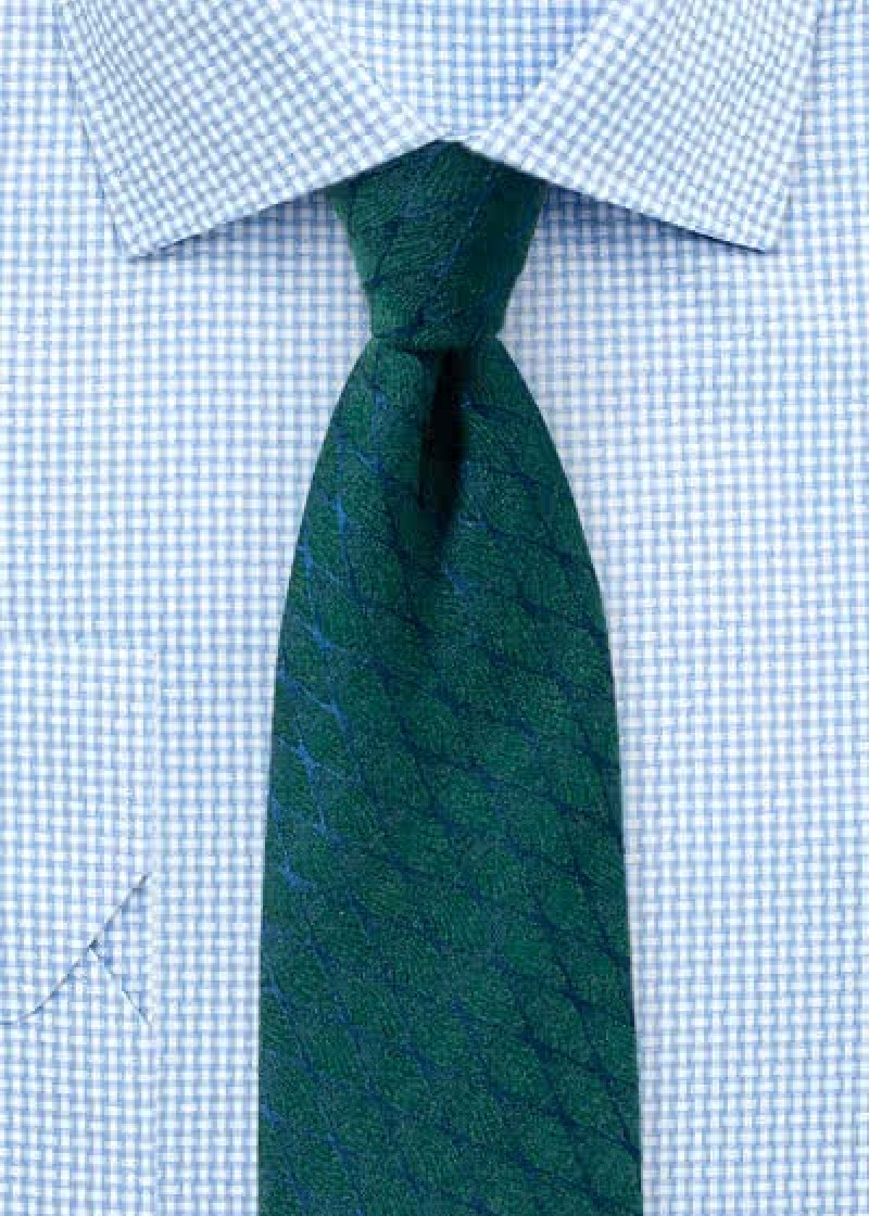 Cravatta business wave diamonds navy e verde scuro
