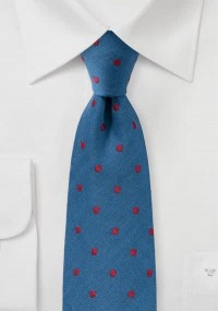 Cravatta con lana a pois azzurri