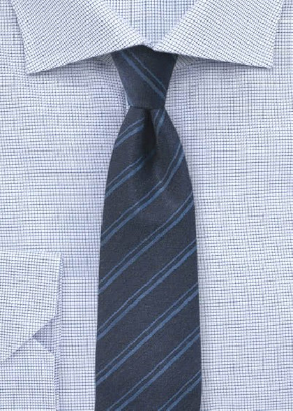 Streifen-Kravatte navy mit Wolle
