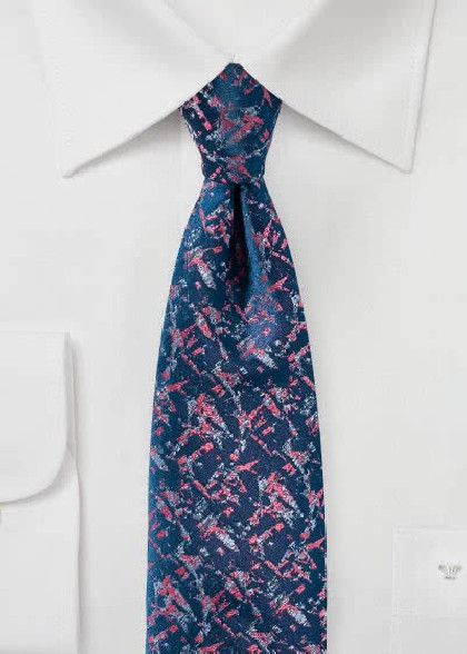 Businesskrawatte abstraktes Pattern navyblau magenta