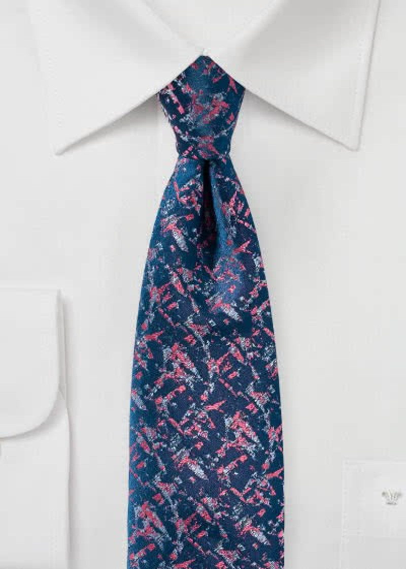 Cravatta business con motivo astratto blu navy