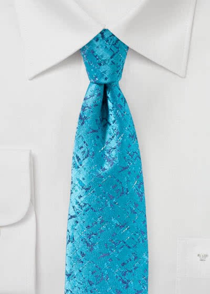 Cravatta business motivo astratto blu-turchese blu