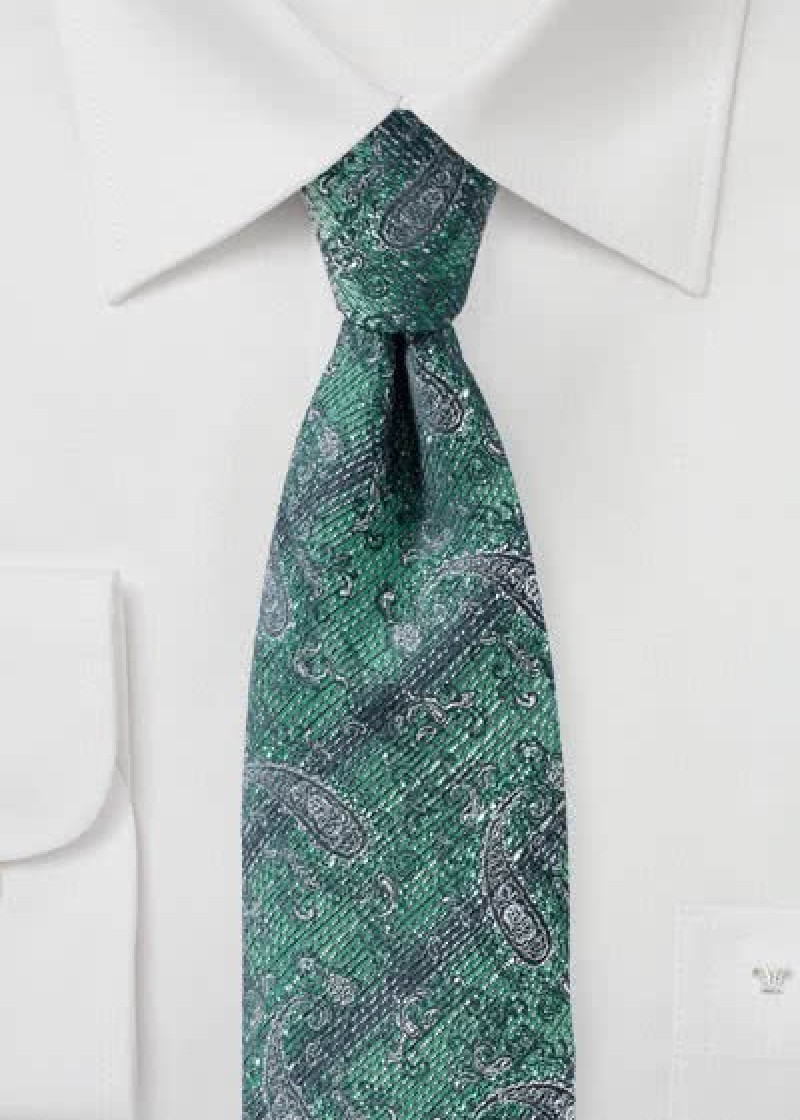 Cravatta con motivo paisley marmorizzato verde