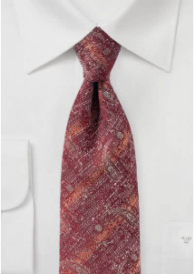 Cravatta business rosso paisley screziato