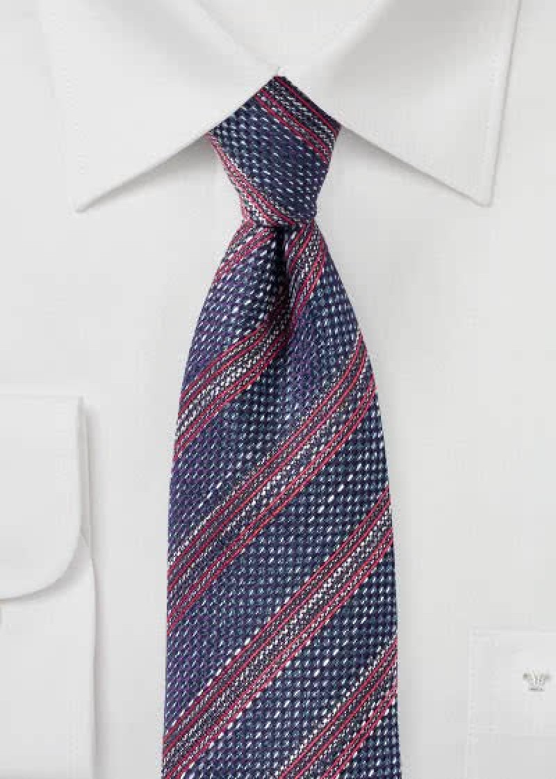 Struttura cravatta a righe blu navy medio rosso
