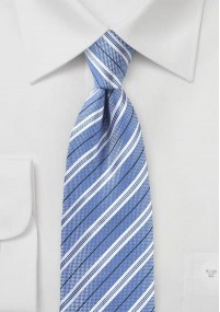 Cravatta in cotone a righe blu ghiaccio