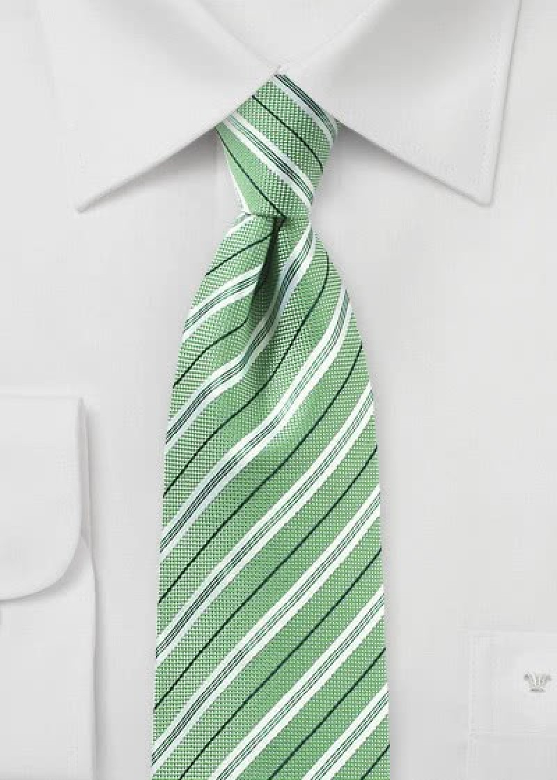 Cravatta in cotone con motivo a righe verde