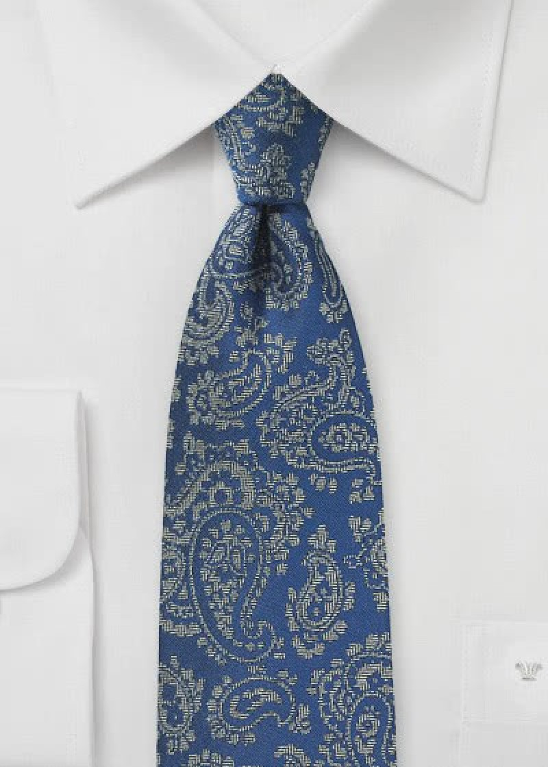 Cravatta con motivo Paisley blu reale