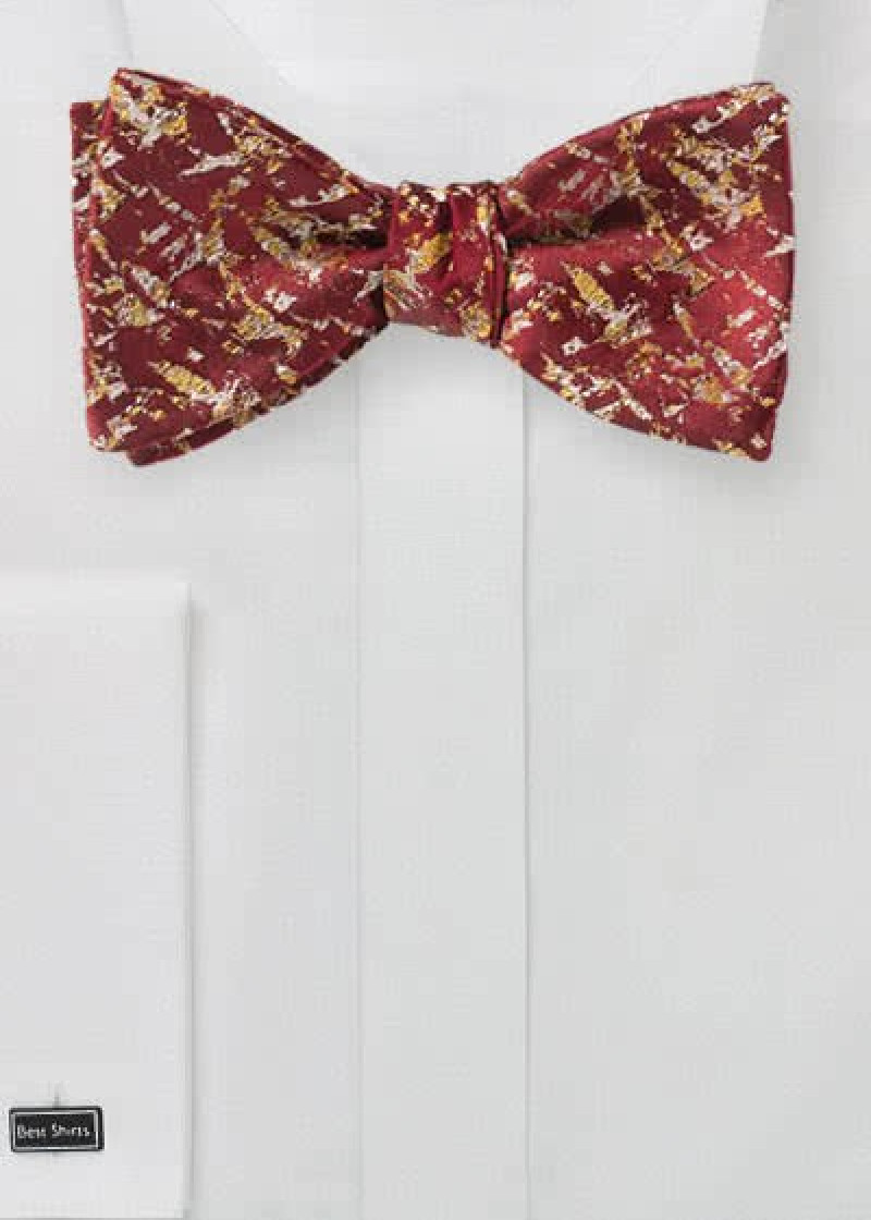 Tie fly bordeaux giallo oro