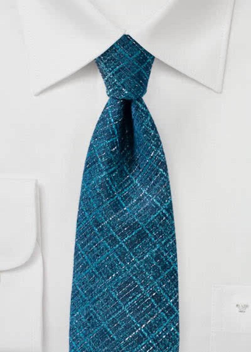 Cravatta elegante a quadri struttura blu verde