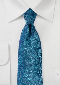 Cravatta con motivo paisley blu navy ciano