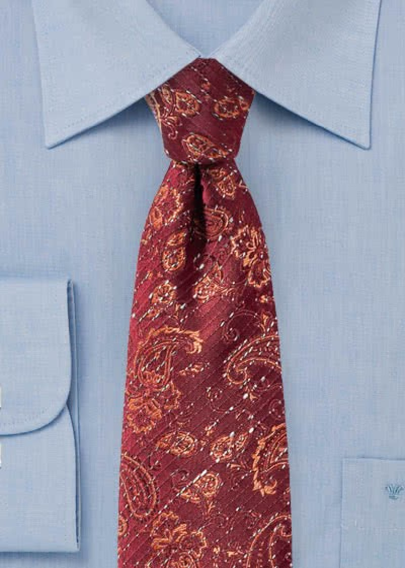 Cravatta con motivo paisley rosso salmone
