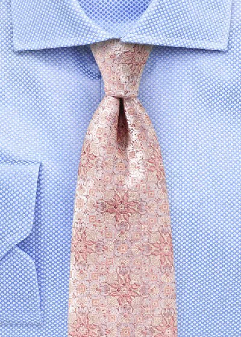 Cravatta uomo design floreale rosa
