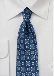 Cravatta da uomo con stemmi floreali blu...